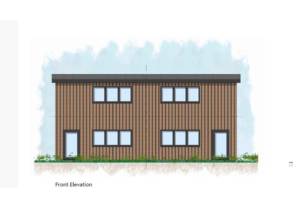 Lot: 52 - FREEHOLD SITE WITH PLANNING FOR 17 EMPLOYMENT UNITS - Front Elevation - Type A